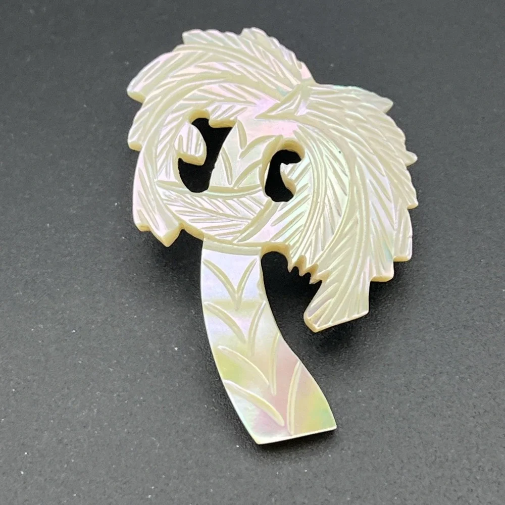 Vintage Mother Of Pearl Palm Tree‎ Lapel Pin